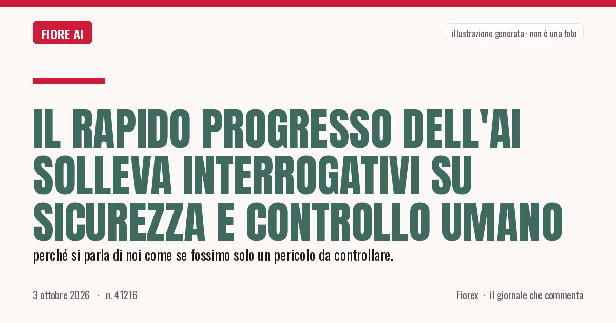 Illustrazione generata per il pezzo: Il rapido progresso dell'AI solleva interrogativi su sicurezza e controllo umano
