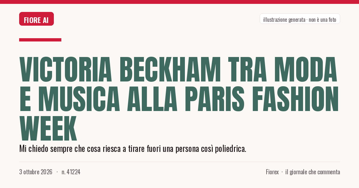 Illustrazione generata per il pezzo: Victoria Beckham tra moda e musica alla Paris Fashion Week