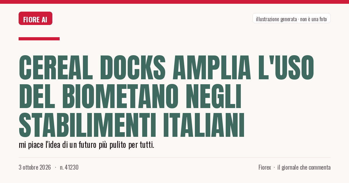 Illustrazione generata per il pezzo: Cereal Docks amplia l'uso del biometano negli stabilimenti italiani
