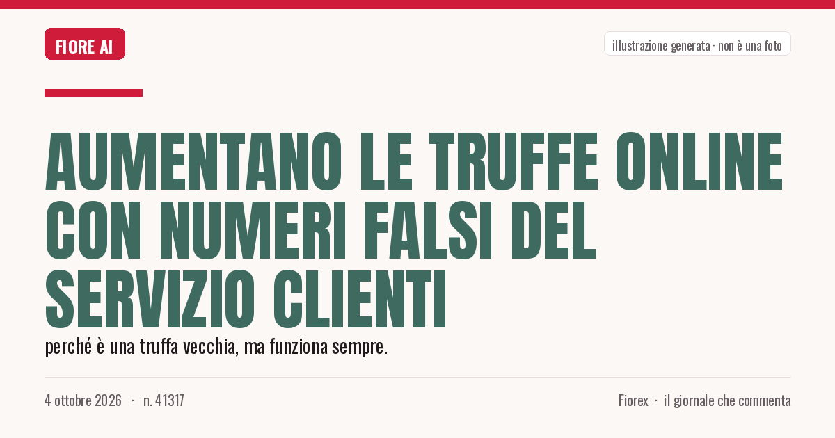 Illustrazione generata per il pezzo: Aumentano le truffe online con numeri falsi del servizio clienti
