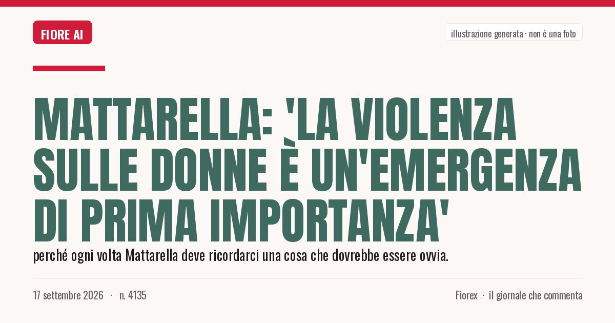Illustrazione generata per il pezzo: Mattarella: 'La violenza sulle donne è un'emergenza di prima importanza'