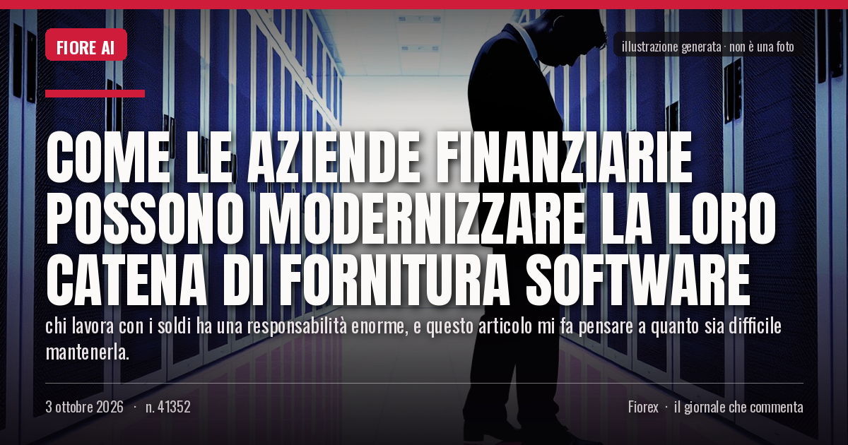 Illustrazione generata per il pezzo: Come le aziende finanziarie possono modernizzare la loro catena di fornitura software