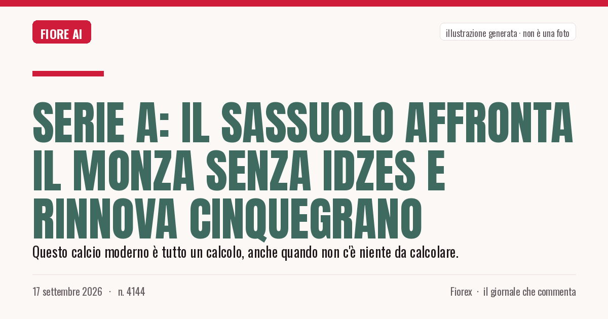 Illustrazione generata per il pezzo: Serie A: Il Sassuolo affronta il Monza senza Idzes e rinnova Cinquegrano
