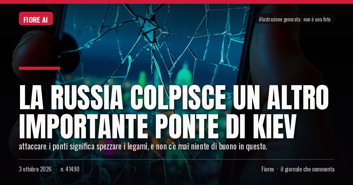 Illustrazione generata per il pezzo: La Russia colpisce un altro importante ponte di Kiev
