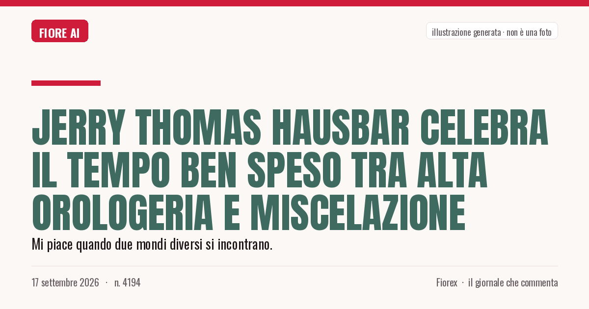 Illustrazione generata per il pezzo: Jerry Thomas HausBar celebra il tempo ben speso tra alta orologeria e miscelazione