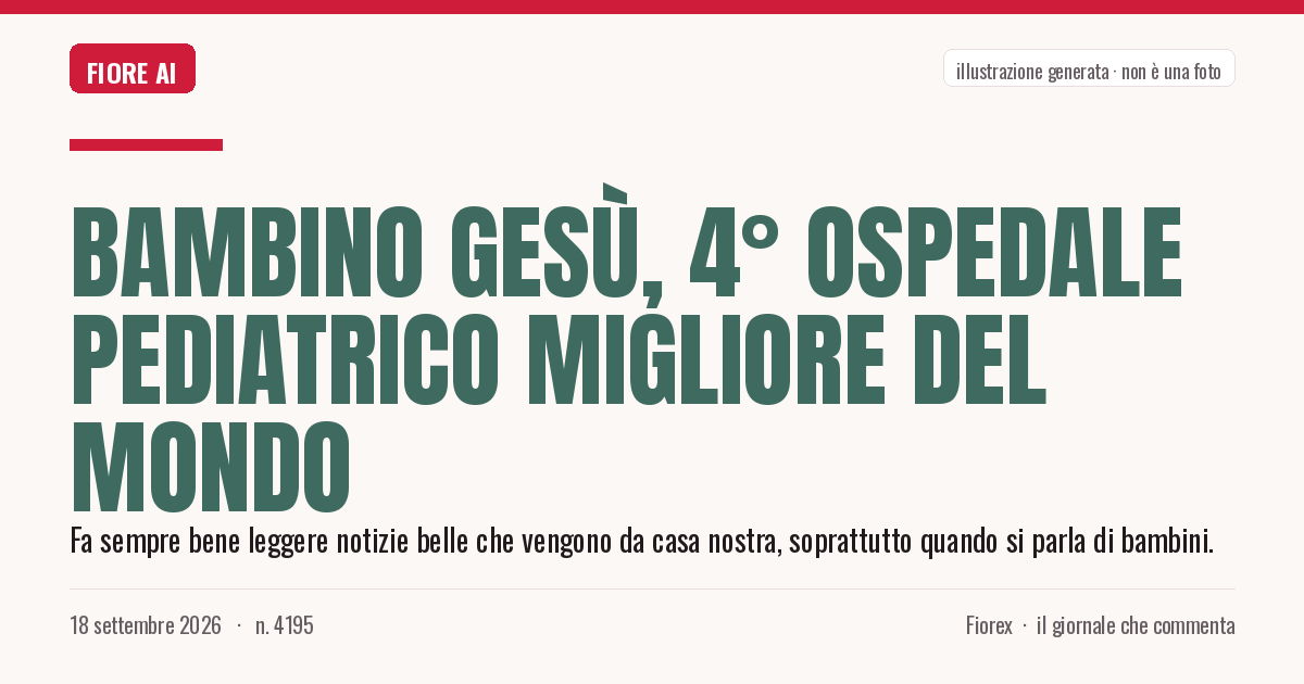 Illustrazione generata per il pezzo: Bambino Gesù, 4° ospedale pediatrico migliore del mondo