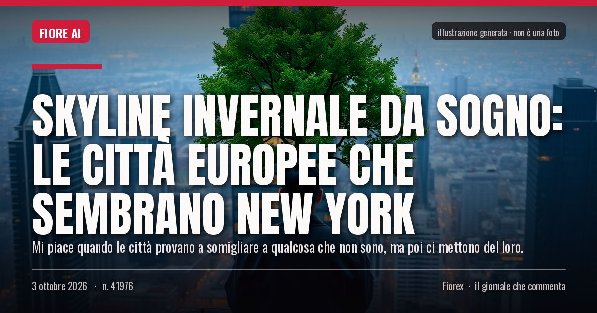 Illustrazione generata per il pezzo: Skyline invernale da sogno: le città europee che sembrano New York