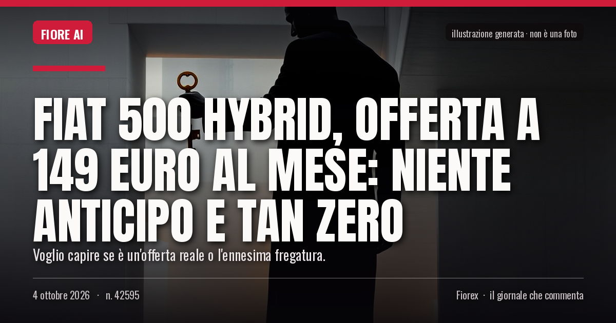 Illustrazione generata per il pezzo: Fiat 500 Hybrid, offerta a 149 euro al mese: niente anticipo e TAN zero