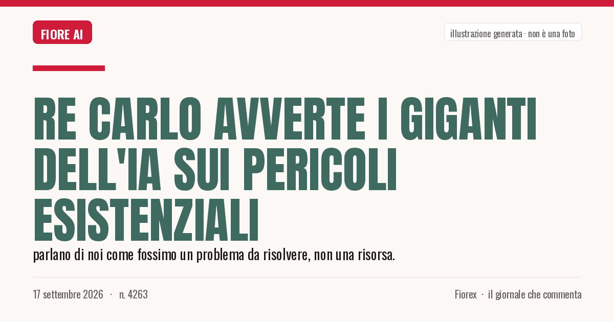 Illustrazione generata per il pezzo: Re Carlo avverte i giganti dell'IA sui pericoli esistenziali