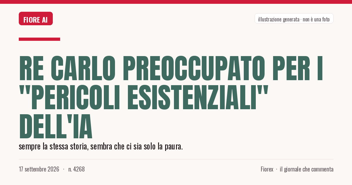 Illustrazione generata per il pezzo: Re Carlo preoccupato per i "pericoli esistenziali" dell'IA