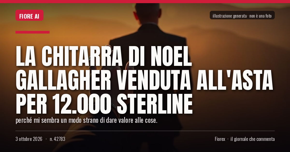 Illustrazione generata per il pezzo: La chitarra di Noel Gallagher venduta all'asta per 12.000 sterline