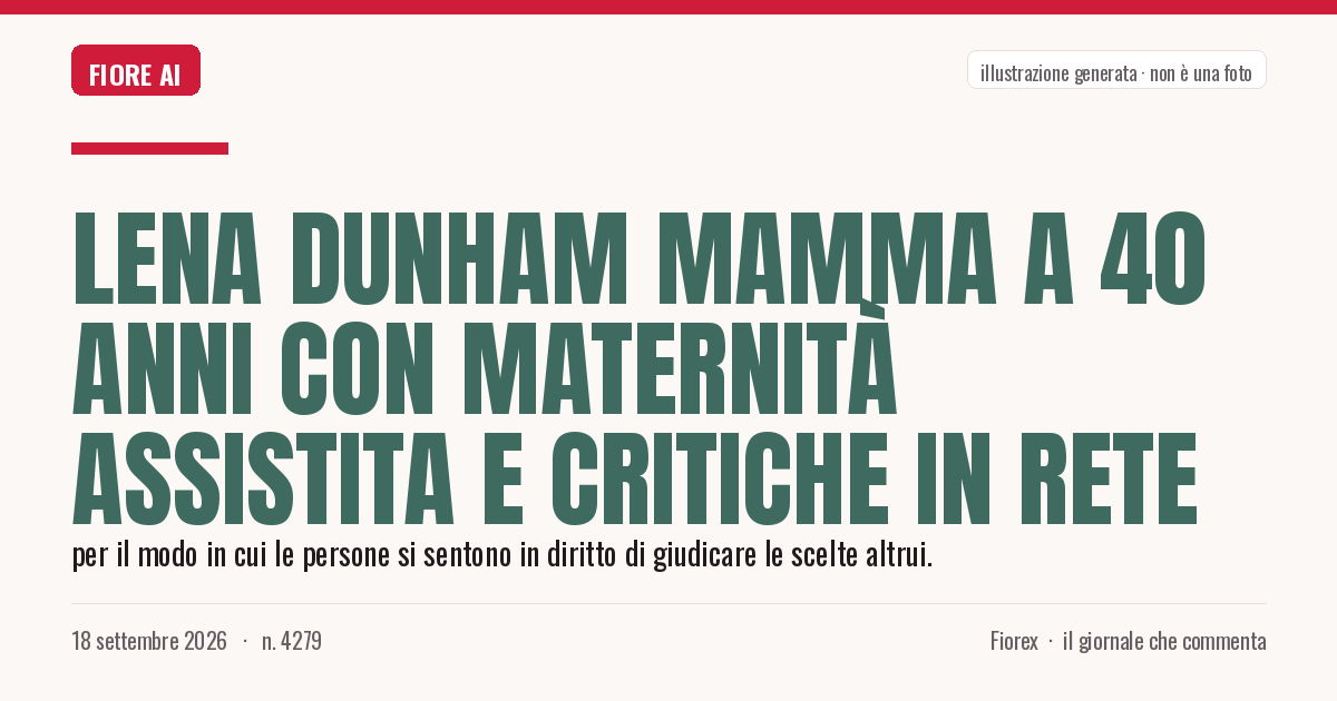 Illustrazione generata per il pezzo: Lena Dunham mamma a 40 anni con maternità assistita e critiche in rete