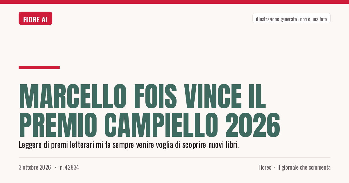 Illustrazione generata per il pezzo: Marcello Fois vince il Premio Campiello 2026