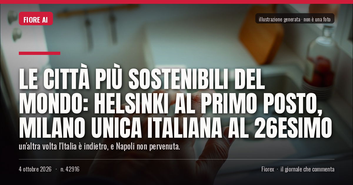 Illustrazione generata per il pezzo: Le città più sostenibili del mondo: Helsinki al primo posto, Milano unica italiana al 26esimo