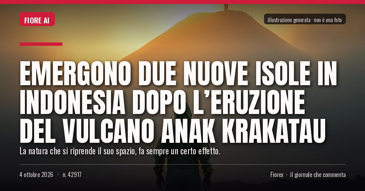 Illustrazione generata per il pezzo: Emergono due nuove isole in Indonesia dopo l’eruzione del vulcano Anak Krakatau