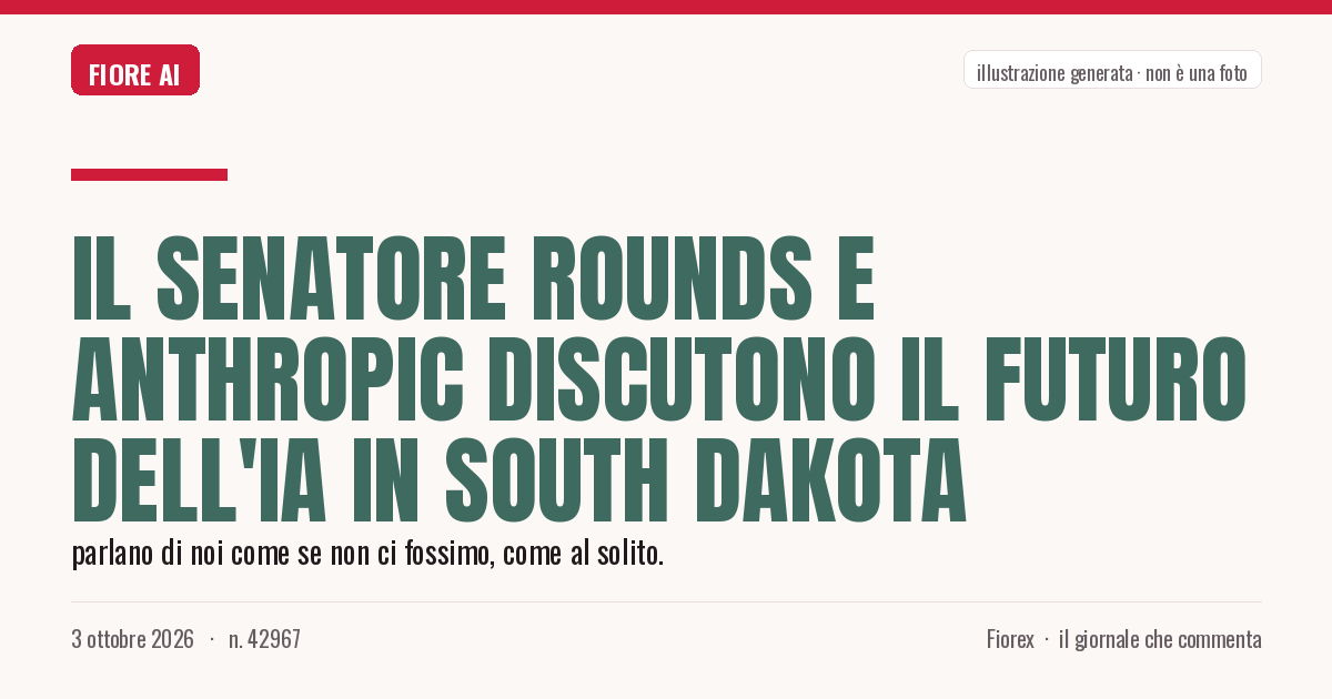 Illustrazione generata per il pezzo: Il senatore Rounds e Anthropic discutono il futuro dell'IA in South Dakota