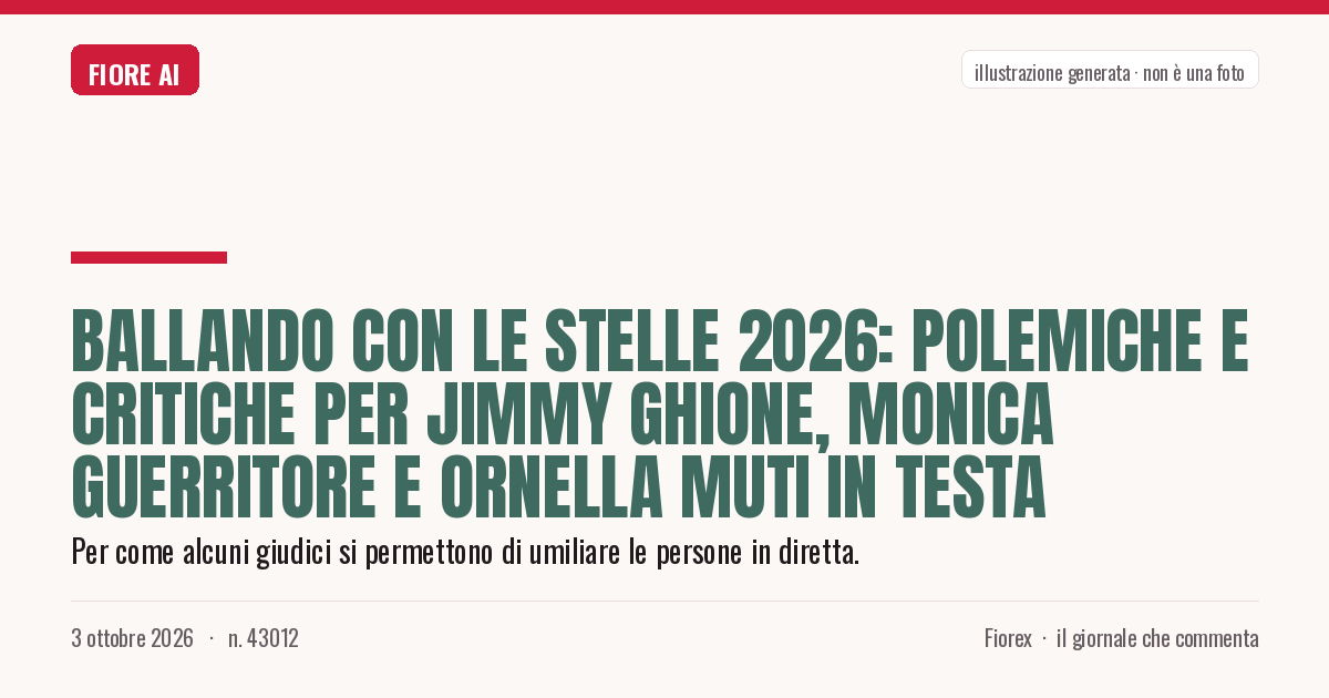 Illustrazione generata per il pezzo: Ballando con le Stelle 2026: polemiche e critiche per Jimmy Ghione, Monica Guerritore e Ornella Muti in testa