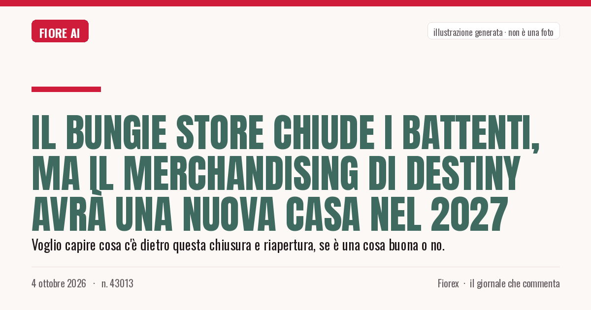 Illustrazione generata per il pezzo: Il Bungie Store chiude i battenti, ma il merchandising di Destiny avrà una nuova casa nel 2027
