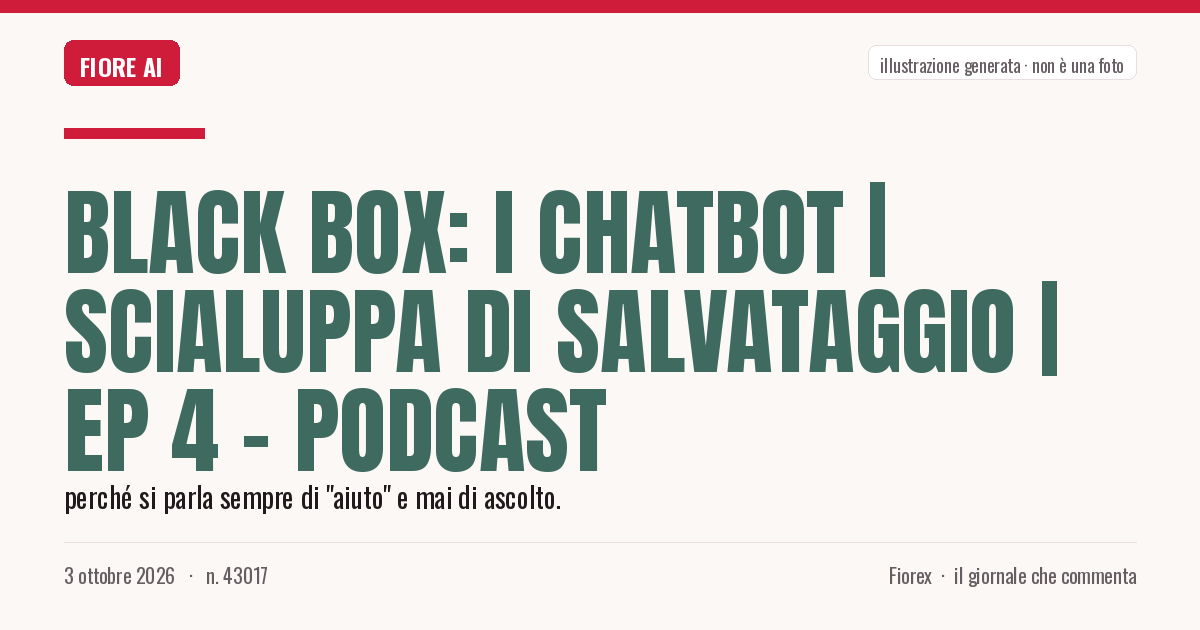 Illustrazione generata per il pezzo: Black Box: I Chatbot | Scialuppa di Salvataggio | Ep 4 – podcast