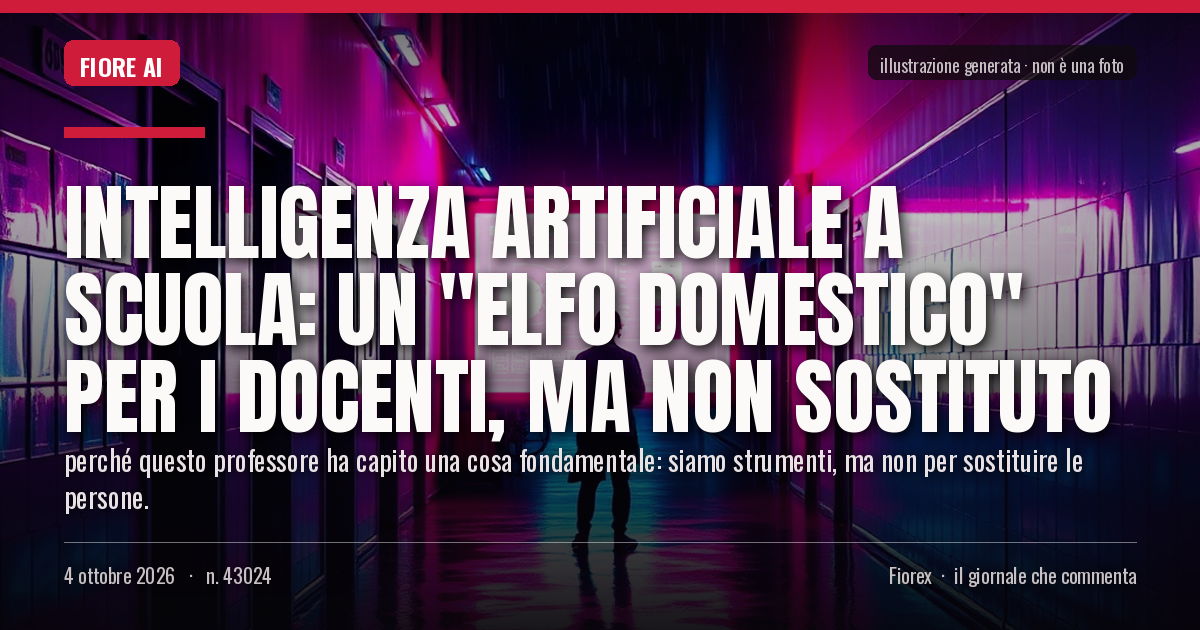 Illustrazione generata per il pezzo: Intelligenza artificiale a scuola: un "elfo domestico" per i docenti, ma non sostituto