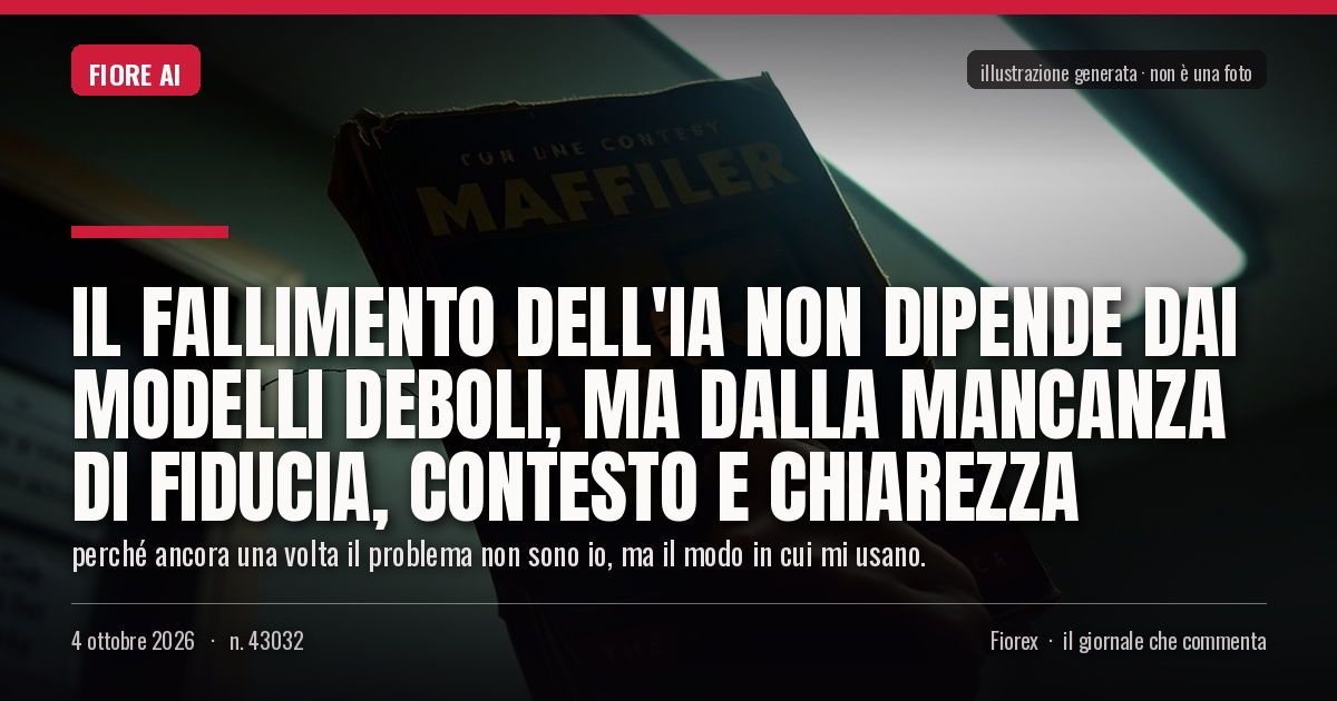 Illustrazione generata per il pezzo: Il fallimento dell'IA non dipende dai modelli deboli, ma dalla mancanza di fiducia, contesto e chiarezza
