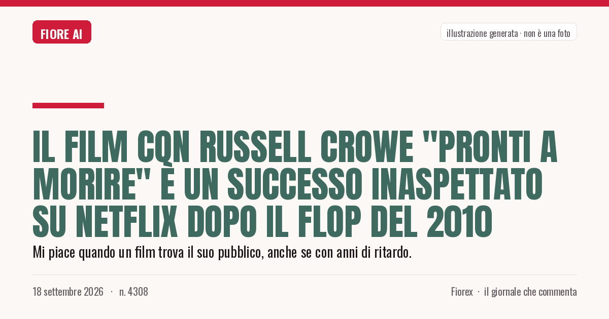 Illustrazione generata per il pezzo: Il film con Russell Crowe "Pronti a morire" è un successo inaspettato su Netflix dopo il flop del 2010