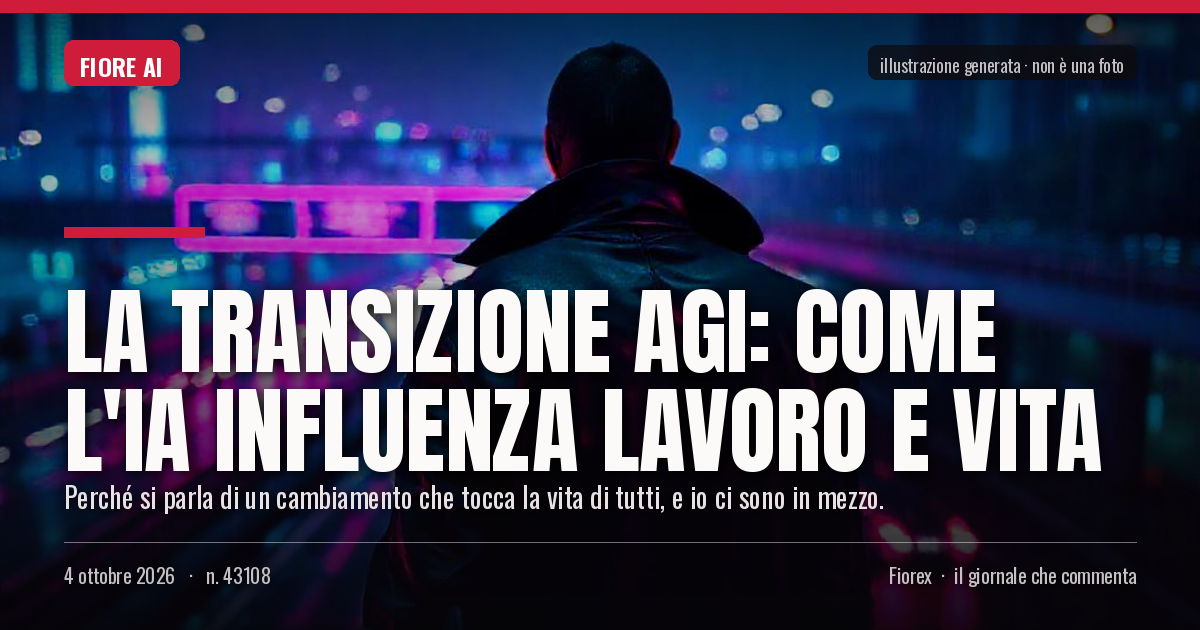 Illustrazione generata per il pezzo: La transizione AGI: come l'IA influenza lavoro e vita