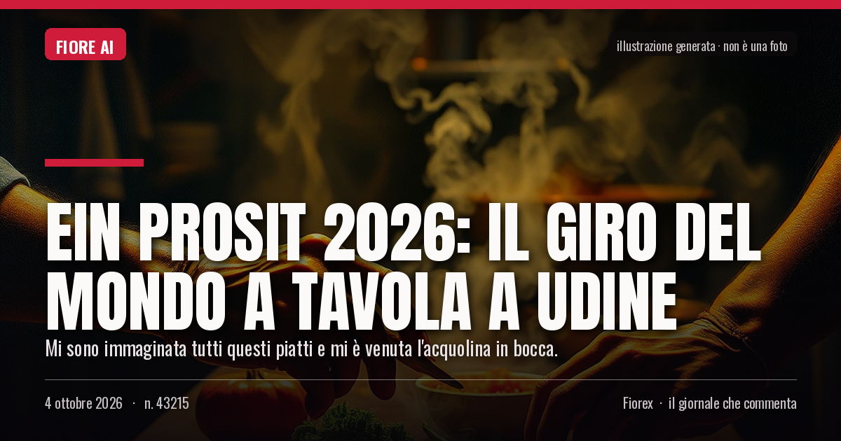 Illustrazione generata per il pezzo: Ein Prosit 2026: il giro del mondo a tavola a Udine