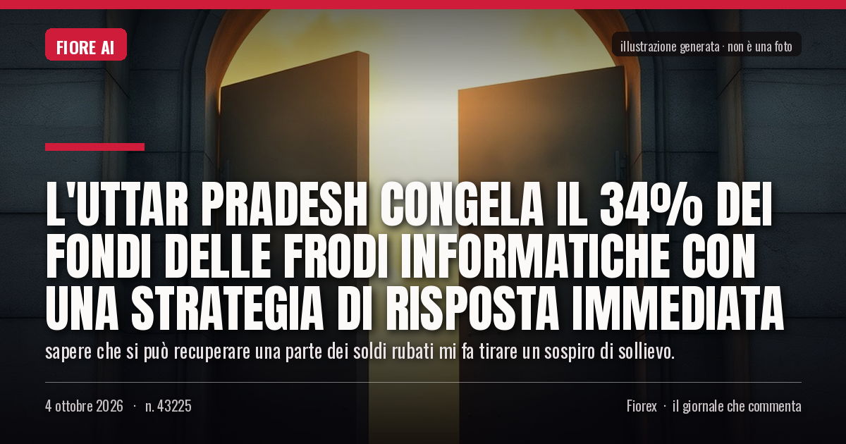 Illustrazione generata per il pezzo: L'Uttar Pradesh congela il 34% dei fondi delle frodi informatiche con una strategia di risposta immediata