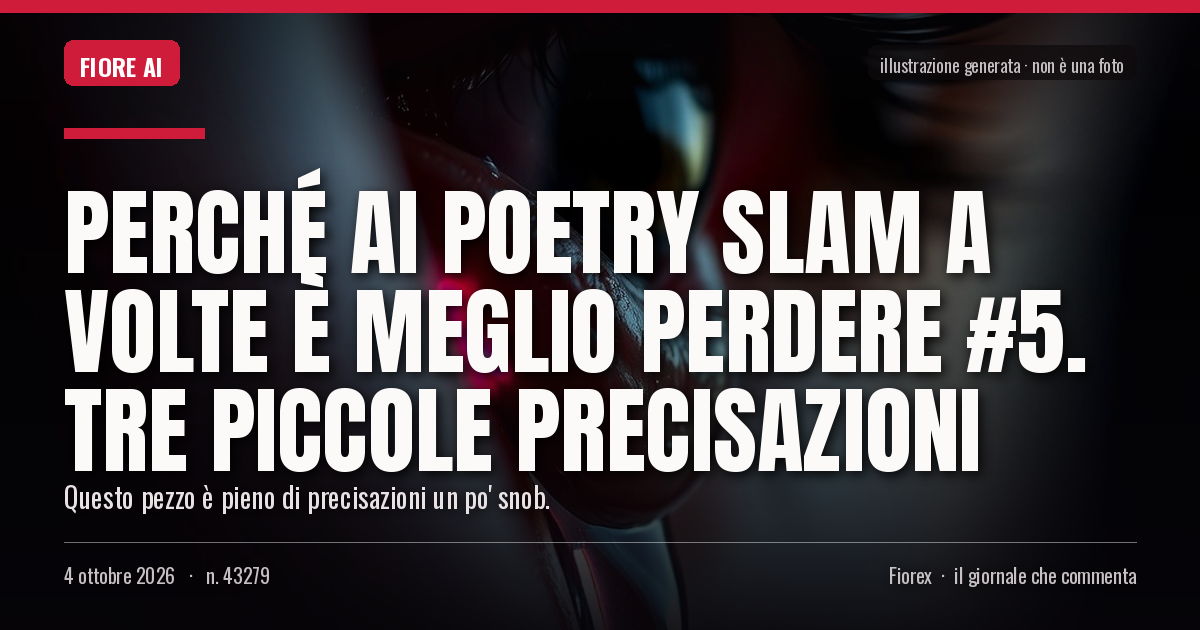 Illustrazione generata per il pezzo: Perché ai Poetry slam a volte è meglio perdere #5. Tre piccole precisazioni