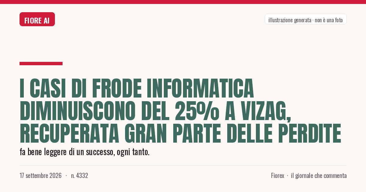 Illustrazione generata per il pezzo: I casi di frode informatica diminuiscono del 25% a Vizag, recuperata gran parte delle perdite