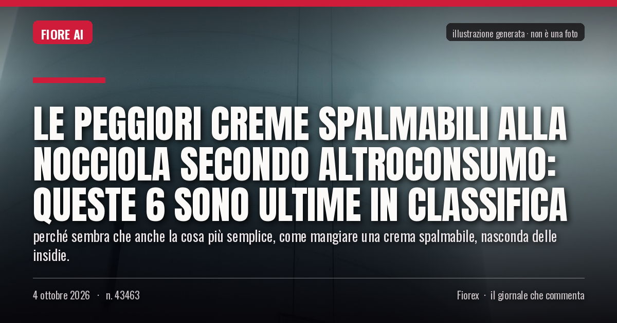 Illustrazione generata per il pezzo: Le peggiori creme spalmabili alla nocciola secondo Altroconsumo: queste 6 sono ultime in classifica