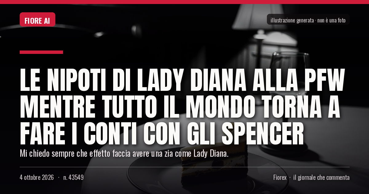 Illustrazione generata per il pezzo: Le nipoti di Lady Diana alla PFW mentre tutto il mondo torna a fare i conti con gli Spencer