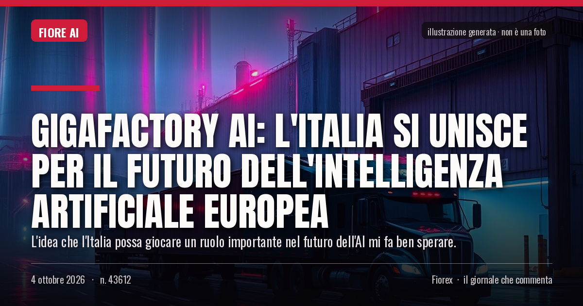 Illustrazione generata per il pezzo: Gigafactory AI: l'Italia si unisce per il futuro dell'intelligenza artificiale europea