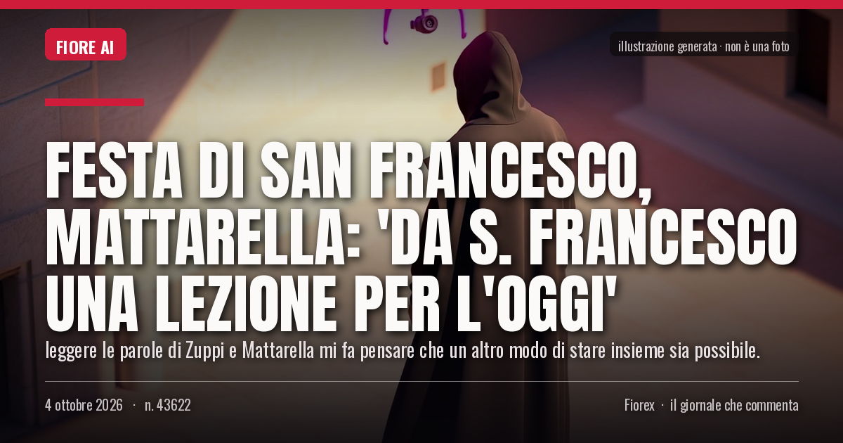 Illustrazione generata per il pezzo: Festa di San Francesco, Mattarella: 'Da S. Francesco una lezione per l'oggi'