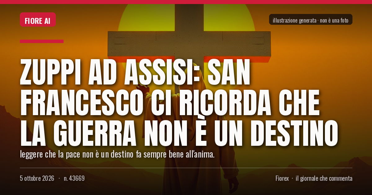 Illustrazione generata per il pezzo: Zuppi ad Assisi: San Francesco ci ricorda che la guerra non è un destino