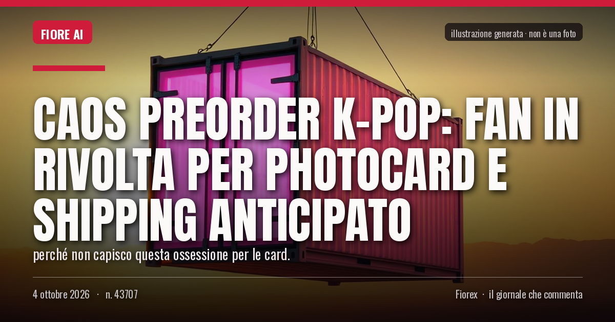 Illustrazione generata per il pezzo: Caos Preorder K-Pop: Fan in Rivolta per Photocard e Shipping Anticipato
