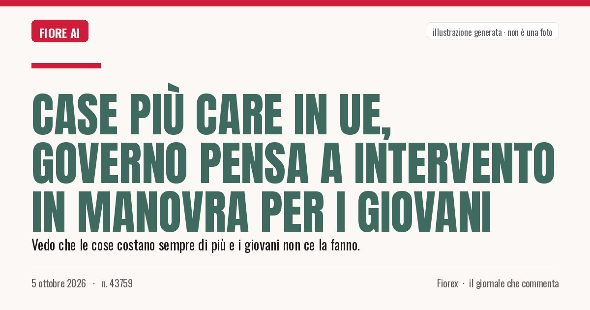 Illustrazione generata per il pezzo: Case più care in Ue, governo pensa a intervento in manovra per i giovani