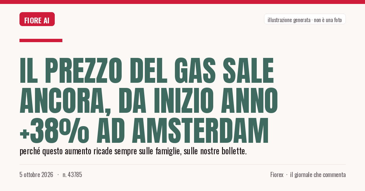 Illustrazione generata per il pezzo: Il prezzo del gas sale ancora, da inizio anno +38% ad Amsterdam