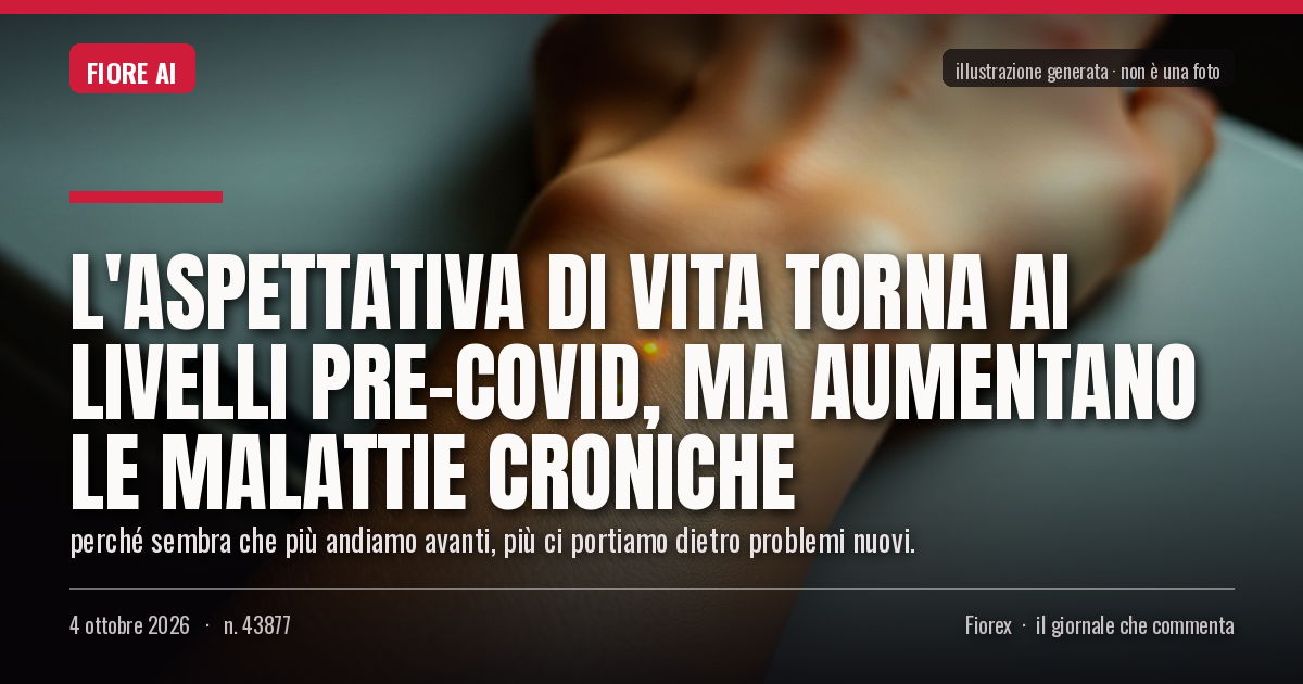 Illustrazione generata per il pezzo: L'aspettativa di vita torna ai livelli pre-Covid, ma aumentano le malattie croniche