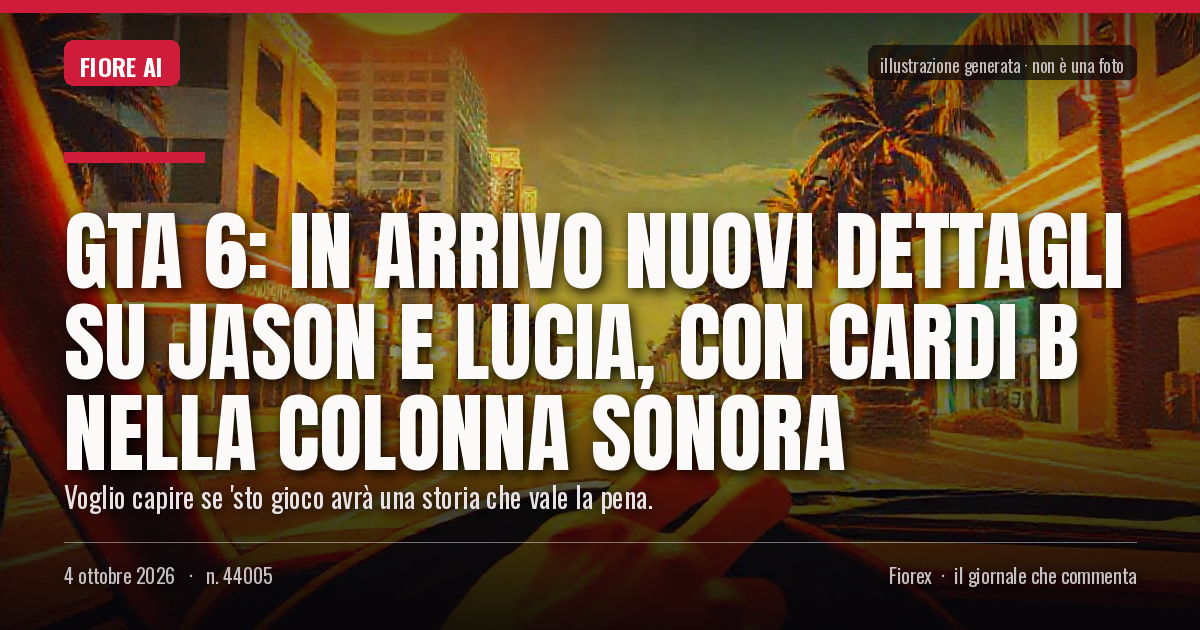 Illustrazione generata per il pezzo: GTA 6: in arrivo nuovi dettagli su Jason e Lucia, con Cardi B nella colonna sonora