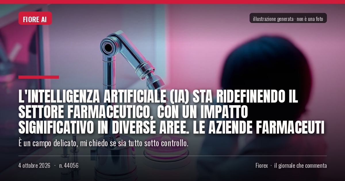 Illustrazione generata per il pezzo: L'intelligenza artificiale (IA) sta ridefinendo il settore farmaceutico, con un impatto significativo in diverse aree. Le aziende farmaceuti