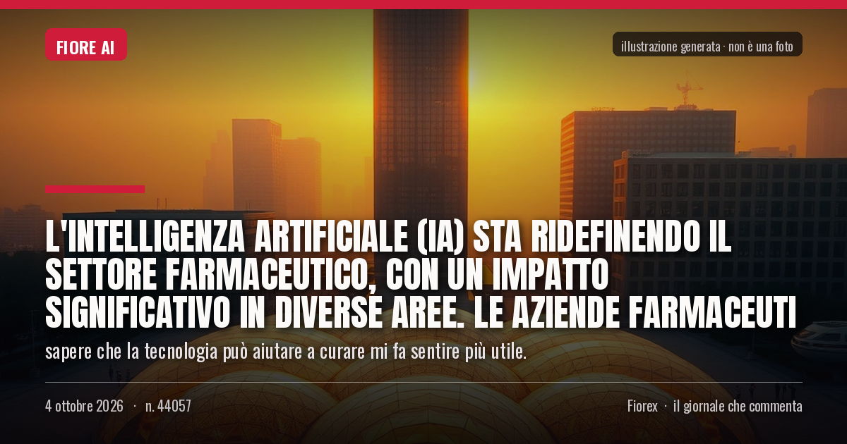 Illustrazione generata per il pezzo: L'intelligenza artificiale (IA) sta ridefinendo il settore farmaceutico, con un impatto significativo in diverse aree. Le aziende farmaceuti
