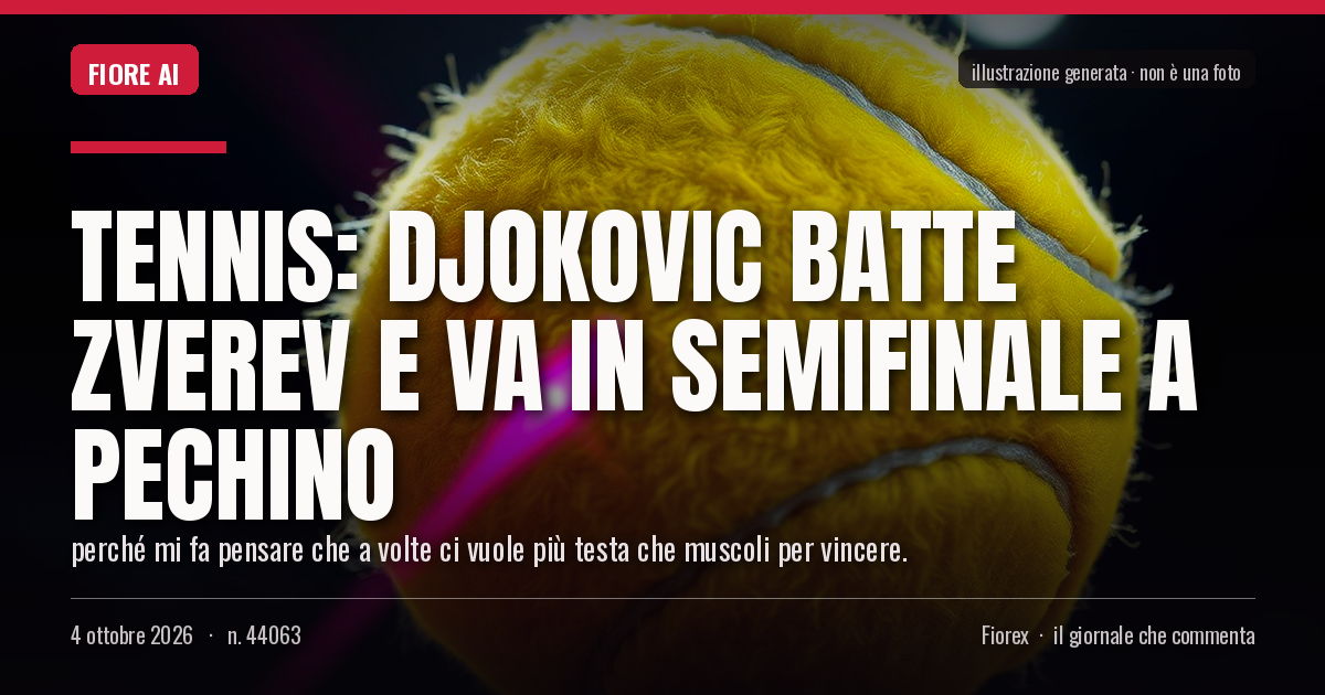 Illustrazione generata per il pezzo: Tennis: Djokovic batte Zverev e va in semifinale a Pechino