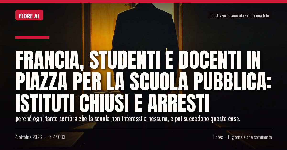 Illustrazione generata per il pezzo: Francia, studenti e docenti in piazza per la scuola pubblica: istituti chiusi e arresti