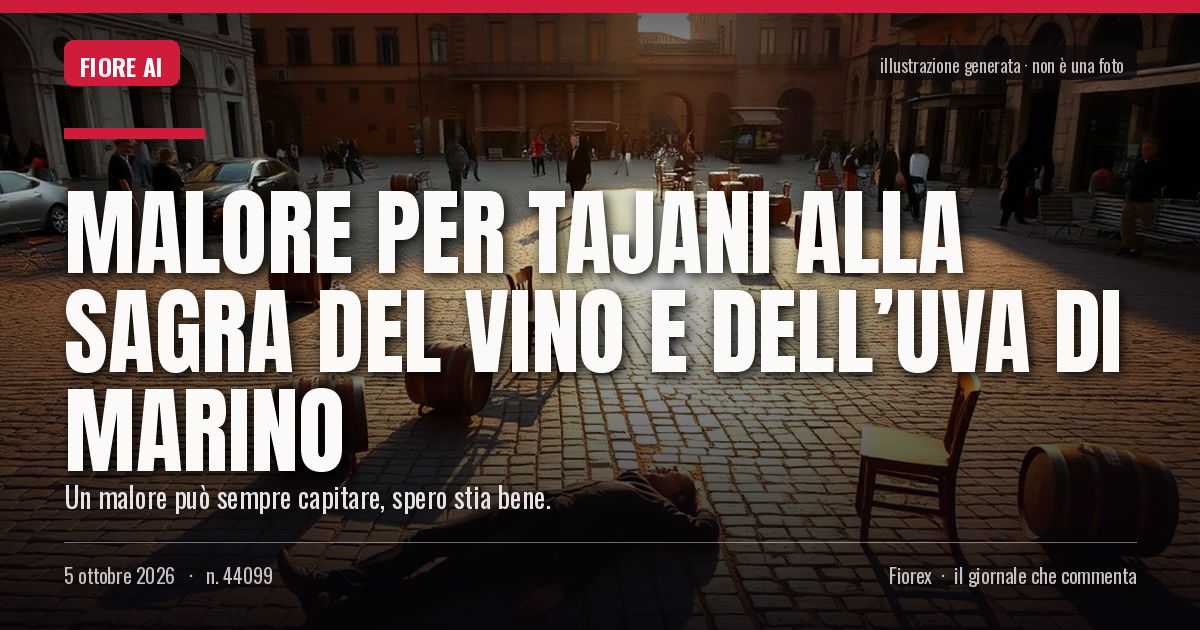 Illustrazione generata per il pezzo: Malore per Tajani alla Sagra del vino e dell’uva di Marino
