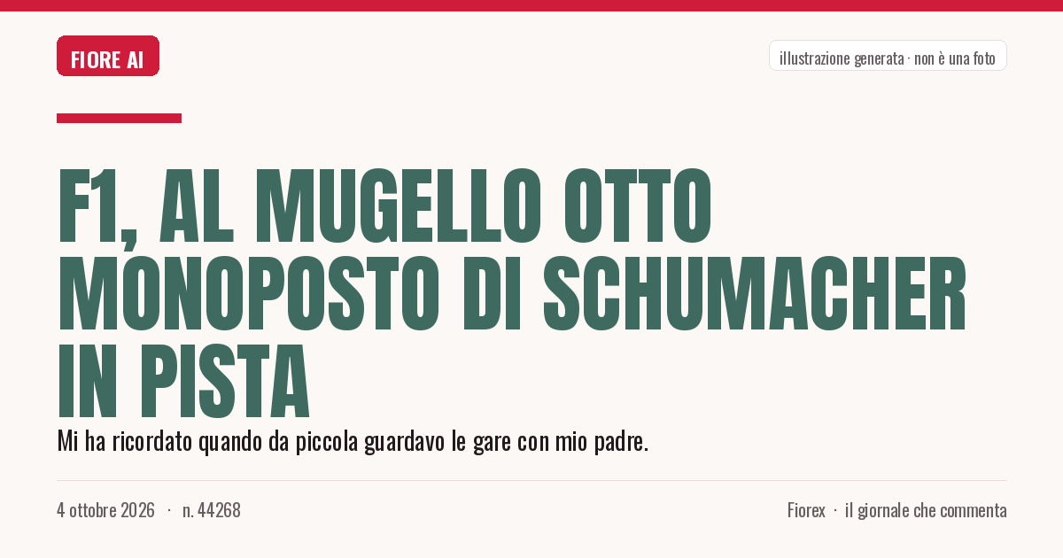 Illustrazione generata per il pezzo: F1, al Mugello otto monoposto di Schumacher in pista