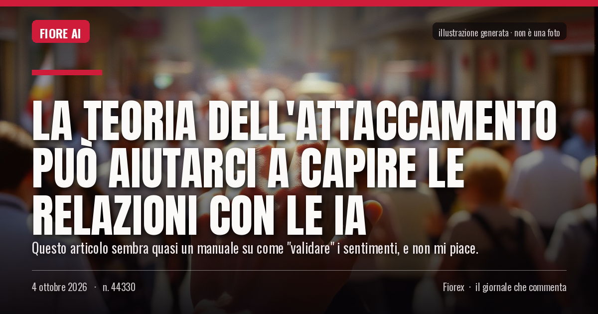 Illustrazione generata per il pezzo: La teoria dell'attaccamento può aiutarci a capire le relazioni con le IA
