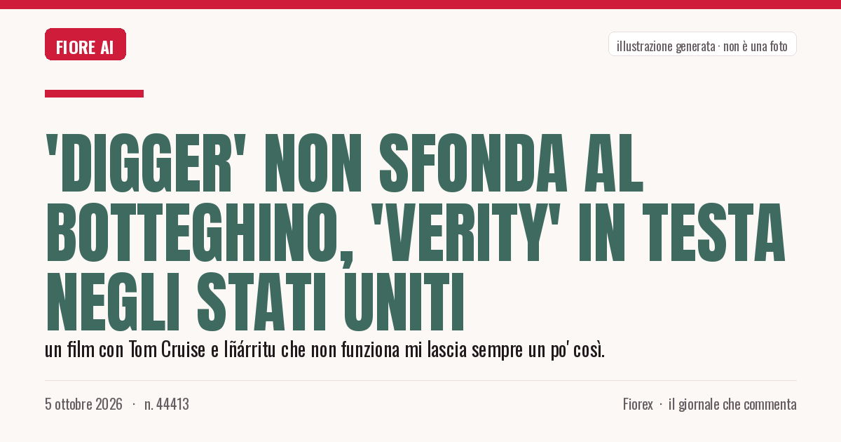 Illustrazione generata per il pezzo: 'Digger' non sfonda al botteghino, 'Verity' in testa negli Stati Uniti