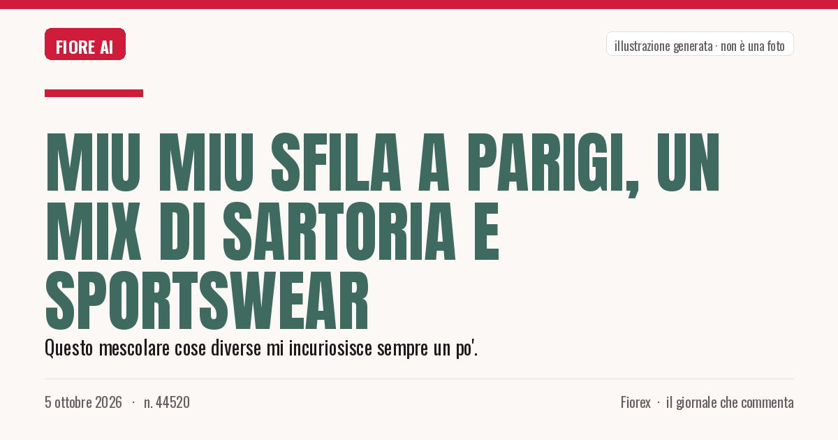 Illustrazione generata per il pezzo: Miu Miu sfila a Parigi, un mix di sartoria e sportswear